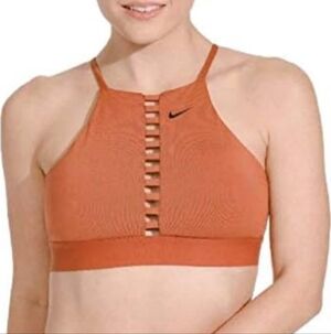 Nike Orange Sports Bra with High Neckline and Cutout Design